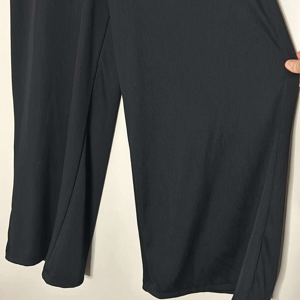 Nike Women's Sportswear Ribbed Femme Pants SZ MEDIUM Black Wide Leg - Picture 9 of 10